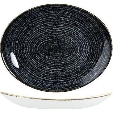 Homespun Charcoal Grey Oval Coupe Plate