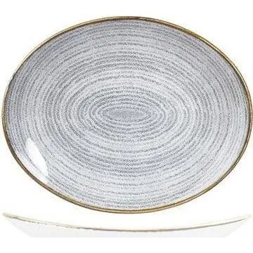 Homespun Stone Grey Oval Coupe Plate
