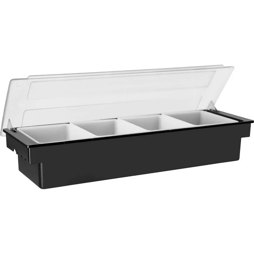 Condiment Holder 4-Compartment Black 500x160x90mm