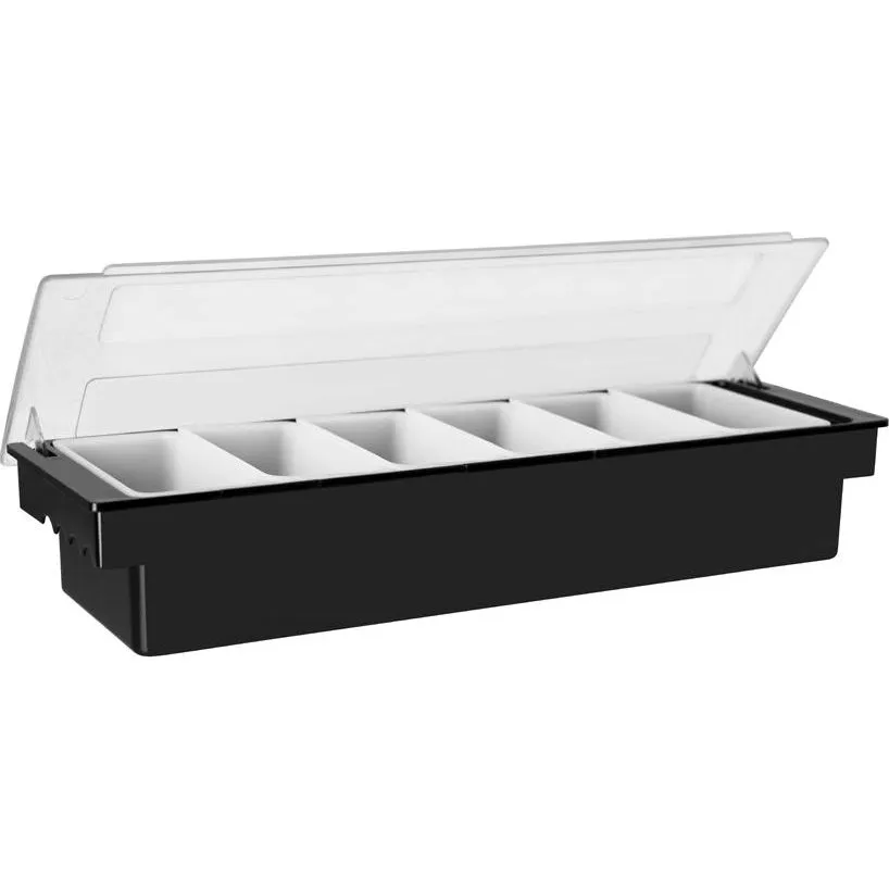 Condiment Holder 6-Compartment Black 500x160x90mm