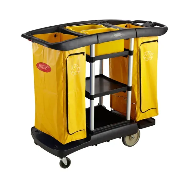 Jiwins High Capacity Cleaning Cart Black 1301x575x1129mm