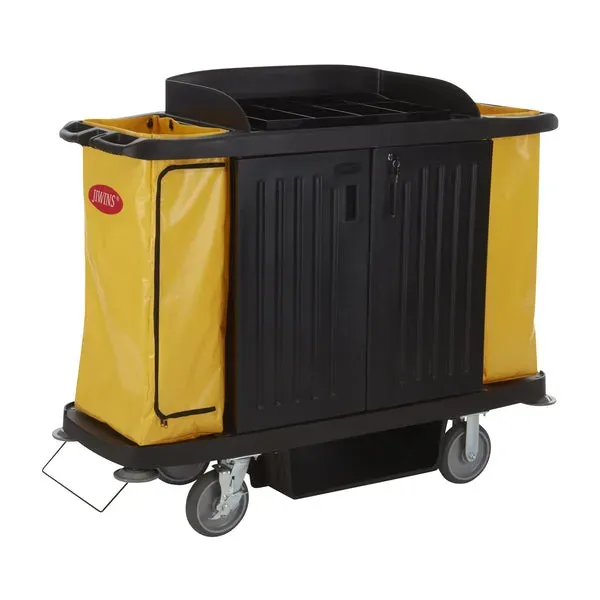 Jiwins Standard Housekeeping Cart Black with Locking Doors 1536x554x1252mm