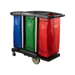 Jiwins Triple Capacity Cleaning Cart Black 1301x575x1129mm