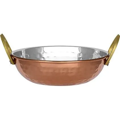 Kadai Bowl with Handles Copper Plate 130x40mm
