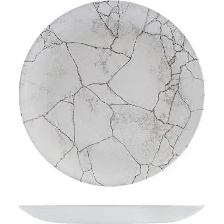 Kintsugi Agate Grey Round Coupe Plate