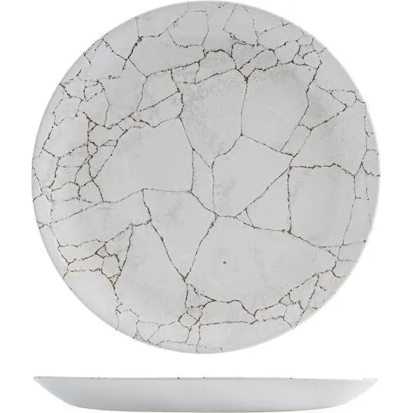 Kintsugi Agate Grey Round Coupe Plate