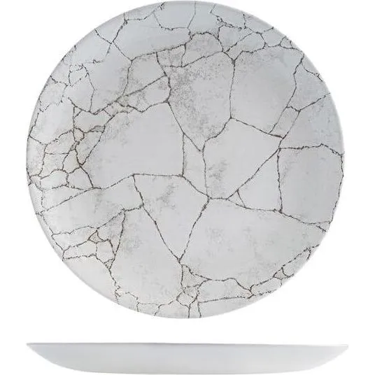 Kintsugi Agate Grey Round Coupe Plate