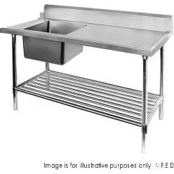 Left Inlet Single Sink Dishwasher Bench - SSBD7-1500L/A