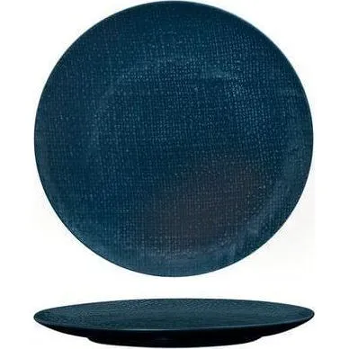 Linen Matte Blue Round Plate - Flat / Coupe