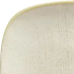 Close-up of the corner of the Luzerne Rectangular Share Plate, showing the cream speckled ceramic surface and pale yellow rim.