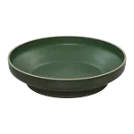 Close-up of the Luzerne Share Bowl in Smokey Basil, showing its matte speckled sage-green glaze and unglazed beige rim.