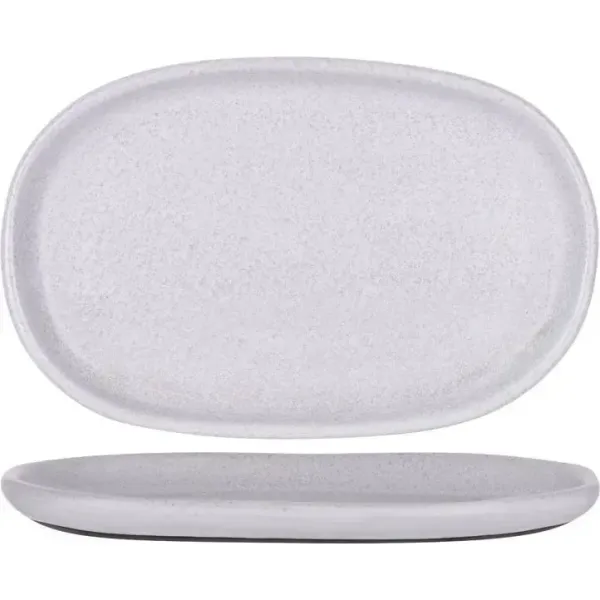 Naturals Ash Grey Oval Coupe Plate 315x200mm