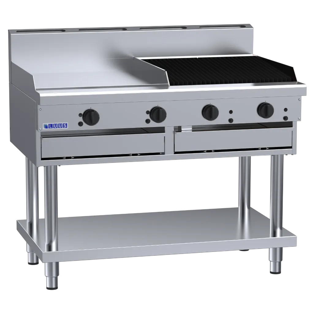 CS-6P6C: 1200mm Commercial Gas 600mm Griddle & 600mm Chargrill