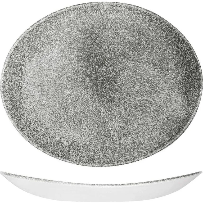 Raku Quartz Black Oval Coupe Plate