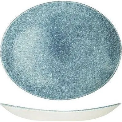 Raku Topaz Blue Oval Coupe Plate