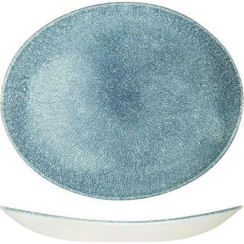 Raku Topaz Blue Oval Coupe Plate