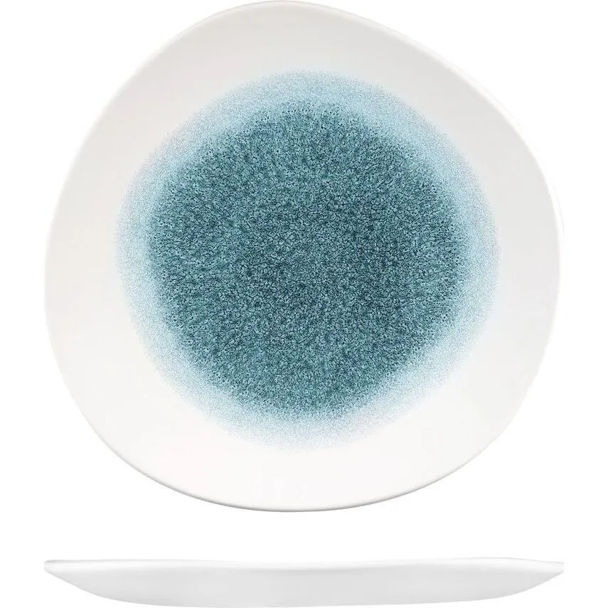 Raku Topaz Blue Round Organic Plate