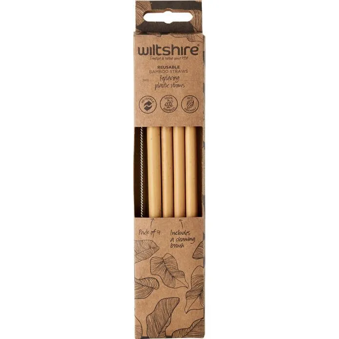 Reuseable Bamboo Straws Pack Of 4
