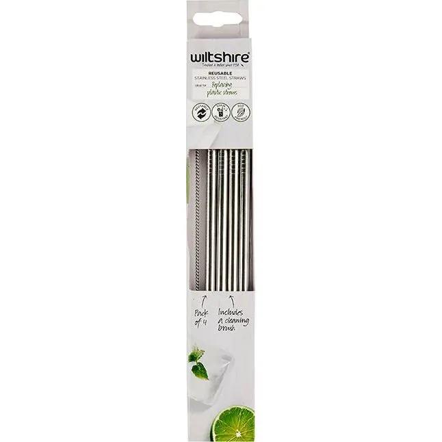 Reuseable Stainless Steel Straws Pack Of 4
