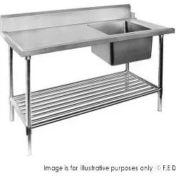 Right Inlet Single Sink Dishwasher Bench SSBD7-1800R/A