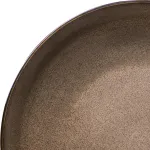 Luzerne Round Share Bowl close-up of the interior showing speckled matte brown glaze and granular texture