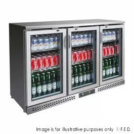 SC316SG Three Door Stainless Steel Bar Cooler