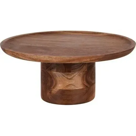 Serve Natural Acacia Round Cake Stand Pilar 300x140mm
