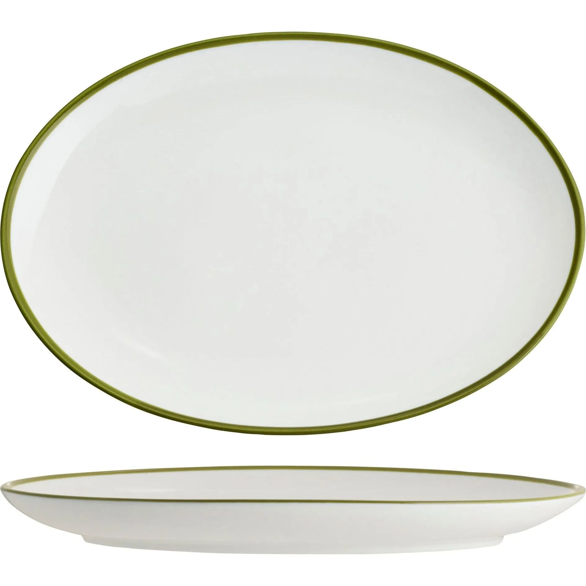 Tablekraft Core Platter-Oval Coupe -230x165x22mm Whi/Ogn Rim