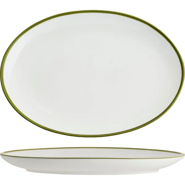Tablekraft Core Platter-Oval Coupe -230x165x22mm Whi/Ogn Rim