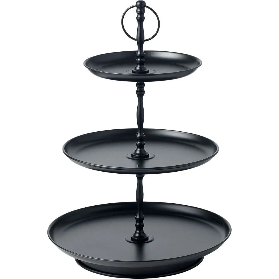 Tea Stand 3-Tier Galvanised Black — 18/25/31x470mm