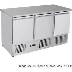 GNS1300B Three Door Compact Workbench Fridge