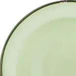 Luzerne Serving Cup 450ml close-up of the pale green glazed ceramic rim with a darker green painted edge and a small chip visible at the top.