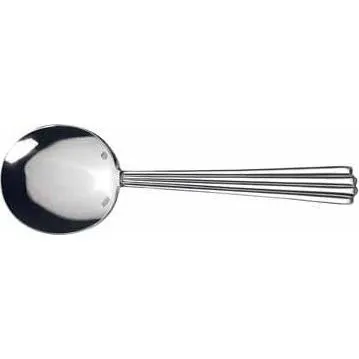 Viotti Soup Spoon-18/10 side view close-up showing polished stainless steel bowl and multi-wire handle